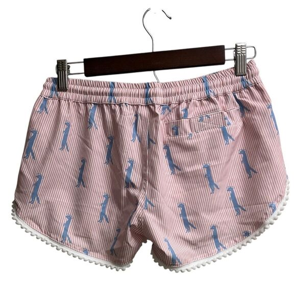 NWT Southern Saint Pom Pom Short Pink Striped Mongoose Seersucker SZ S Beach - Picture 4 of 6